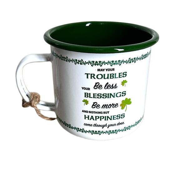 💐 Irish Blessing NEW Enamel Metal Coffee Mug Cup St Patrick’s Day Paddys NWT - Picture 3 of 5